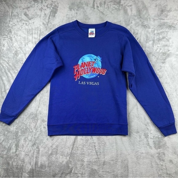 Planet Hollywood Las Vages VTG 90's  Sweatshirt Crewneck SZ S  Blue Made In USA - Picture 1 of 8